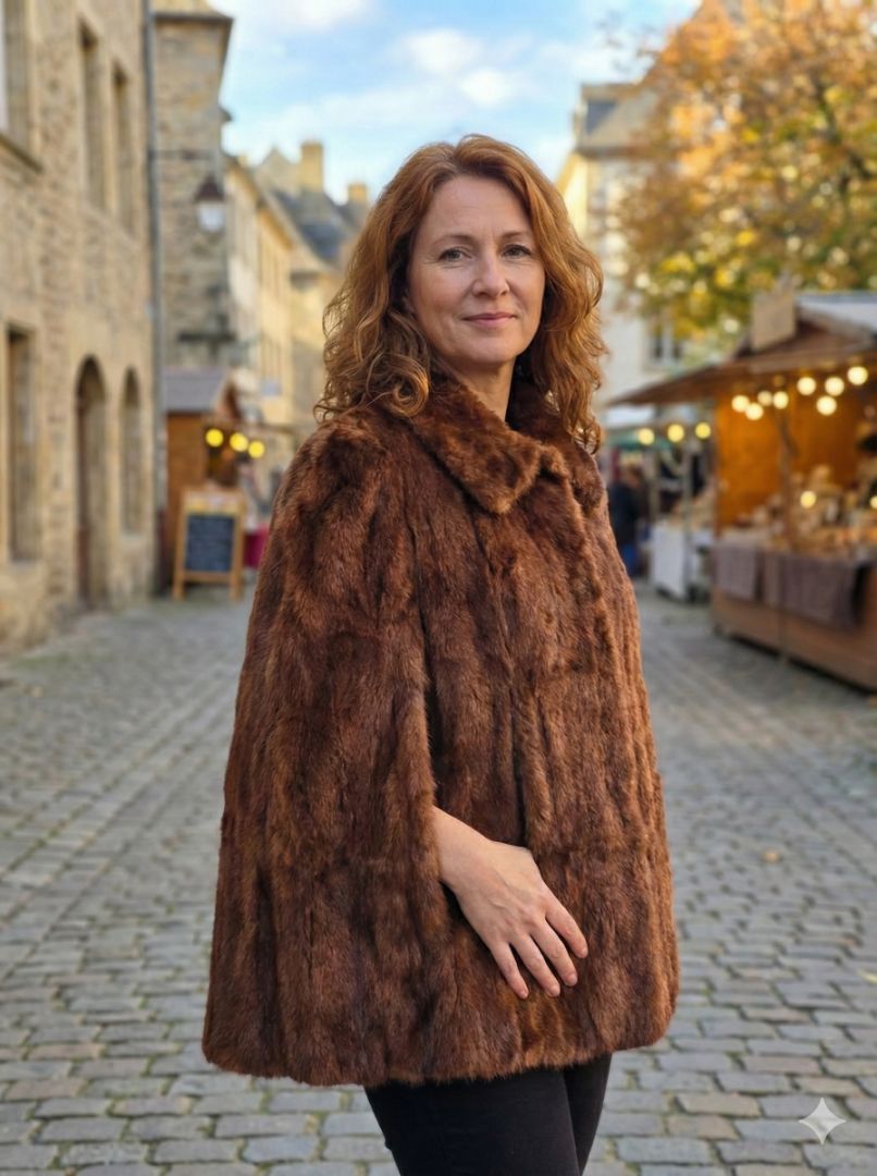 G.L. POP VINTAGE RED FOX FUR CAPE
