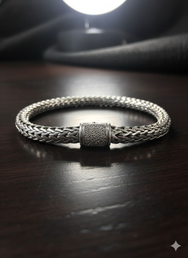 SILVER AND DIAMOND JOHN HARDY BRACELET