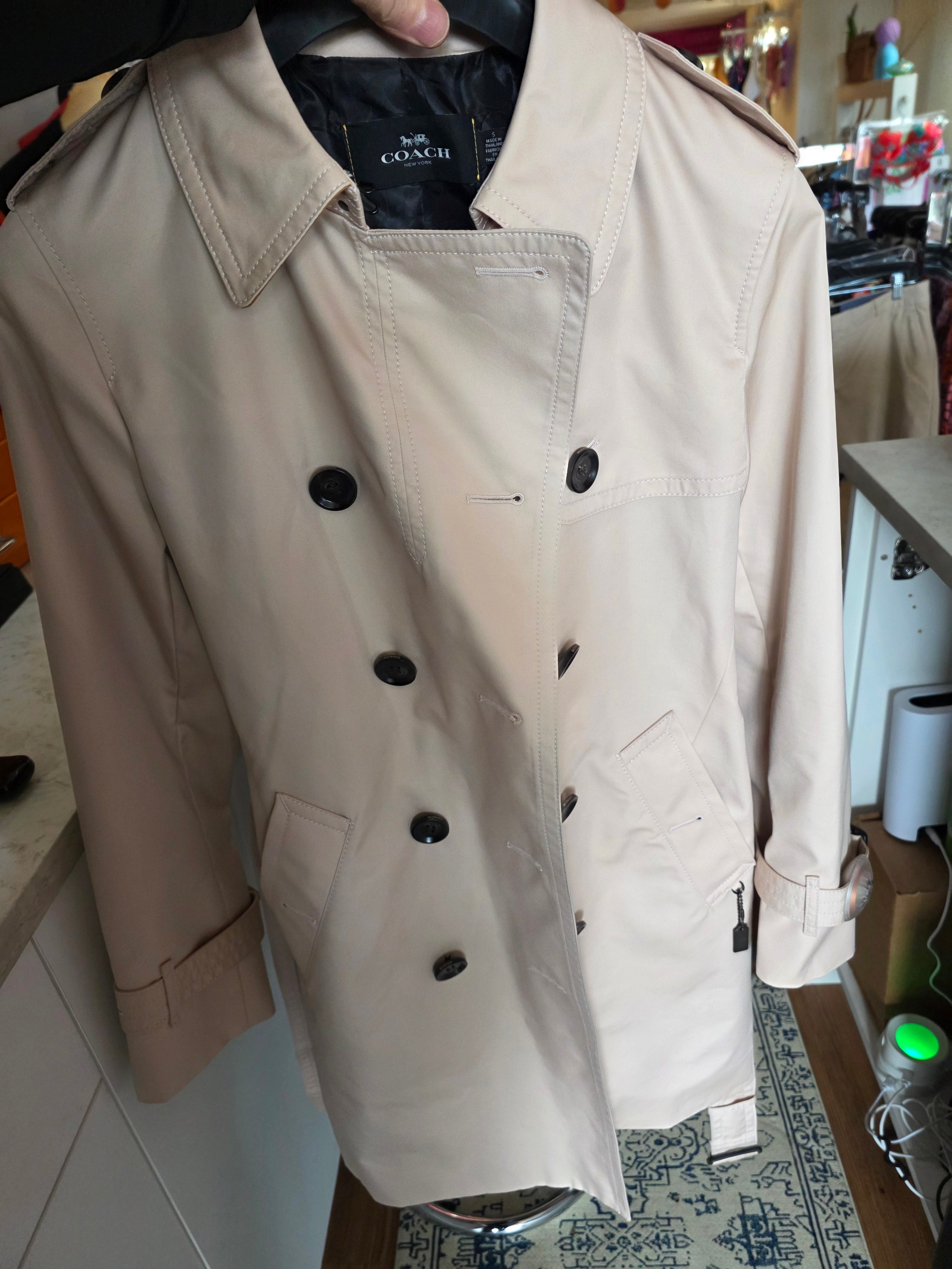 NUDE/PINK COACH MID LENGTH TRENCH COAT