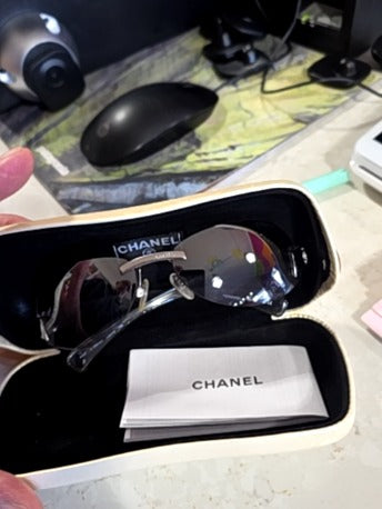 SILVER RIMLESS CHANEL SUNGLASSES 4037