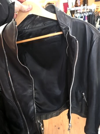 BLACK EMPORIO ARMANI LAMB LEATHER BIKER JACKET