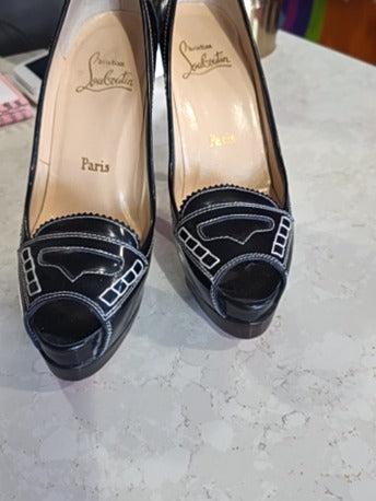 BLACK CHRISTIAN LOUBOUTINPENICHE PEEP-TOE PUMPS