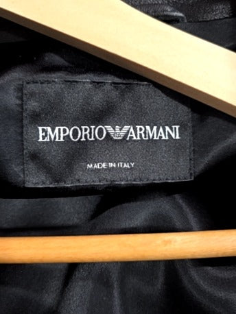 BLACK EMPORIO ARMANI LAMB LEATHER BIKER JACKET