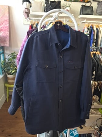 NAVY ISAIA NAPOLI WOOL /CASHMERE SHACKET/SHIRT