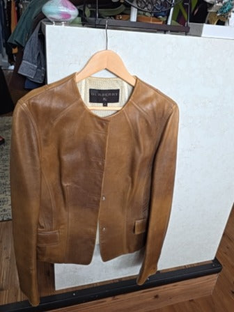 TAN BURBERRY LAMBSKIN LEATHER JACKET