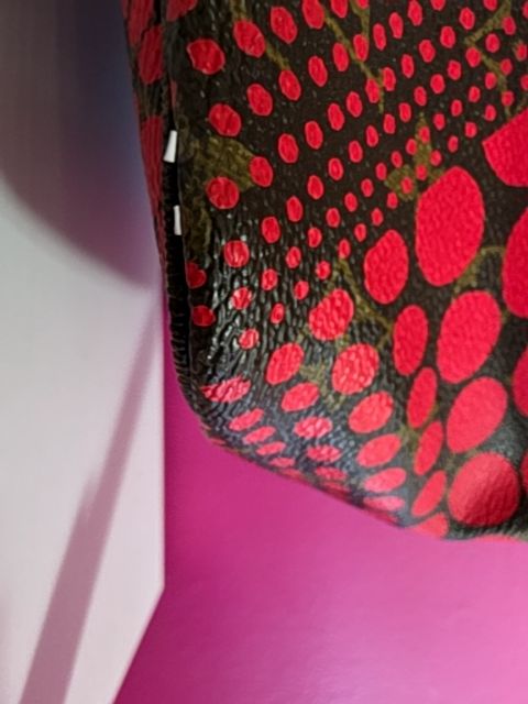 BROWN/RED LOUIS VUITTON NEVER FULL KUSAMA EFFECT BAG