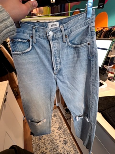 AGOLDE DISTRESSED JEANS BUTTONFLY