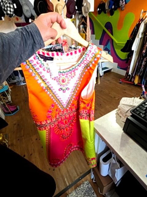 MANISH ARORA SLEEVELESS ORANGE PINK GREEN