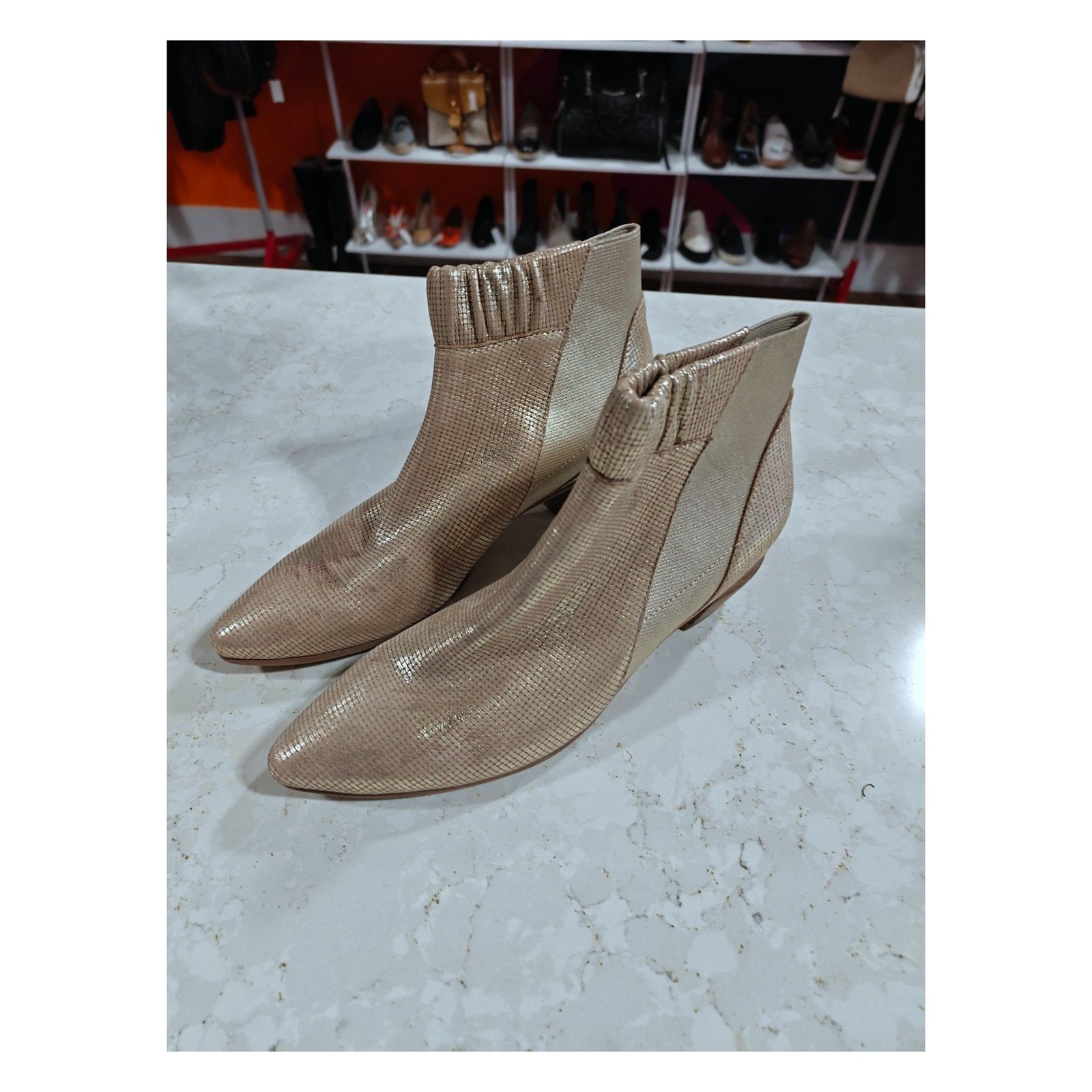 GOLD METALLIC ANKLE BOOTS