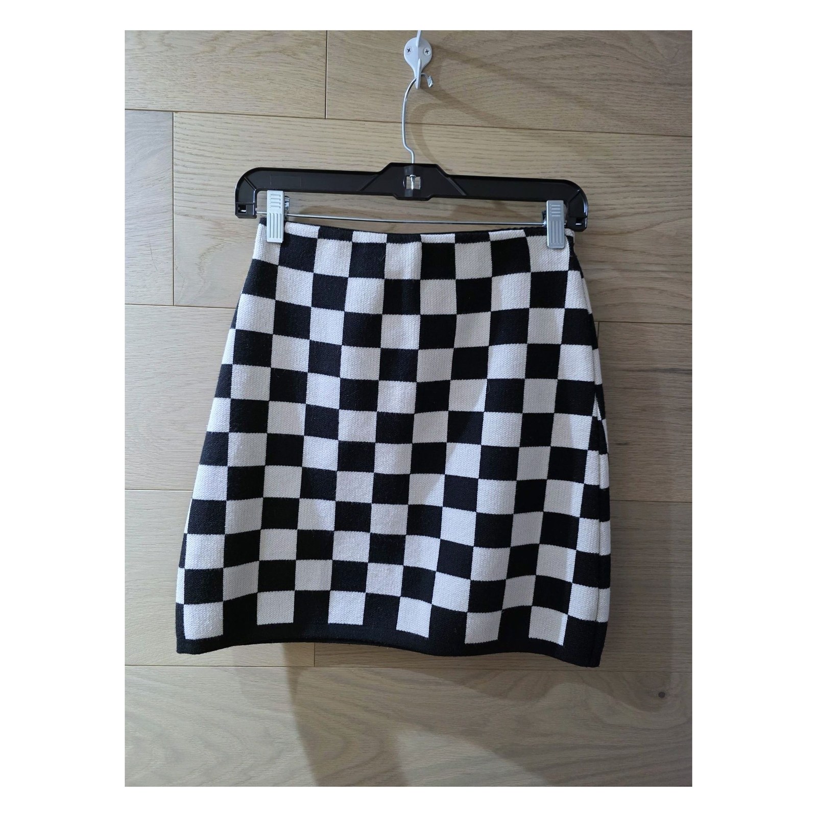 OAK + FORT CHECKERED KNIT MINI SKIRT