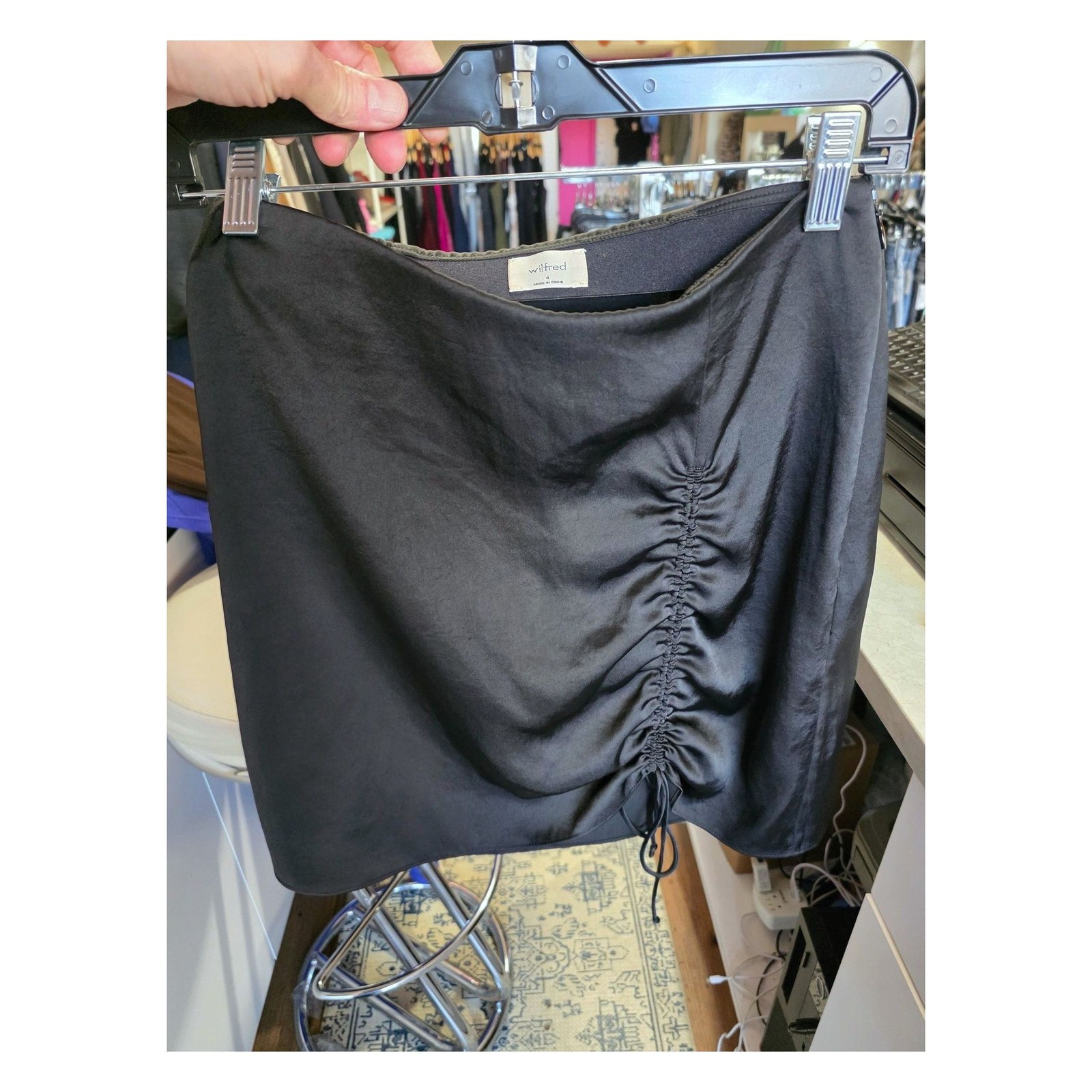 WILFRED SATIN RUCHED MINI SKIRT