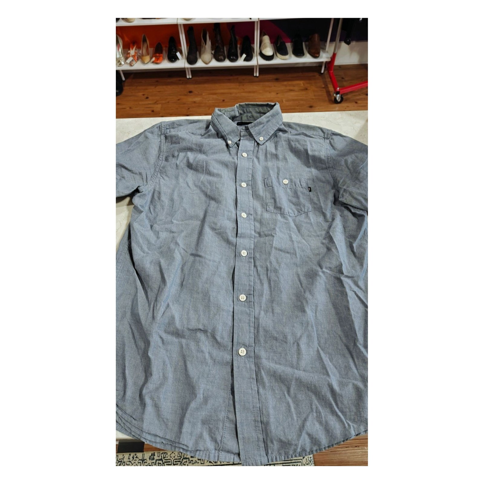 Men's Blue OBEY Short Sleeve Button Up