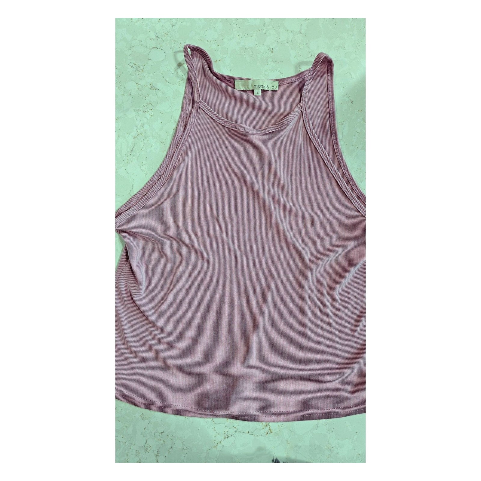 Purple MONK & LOU RIBBED High Neck Tank Top