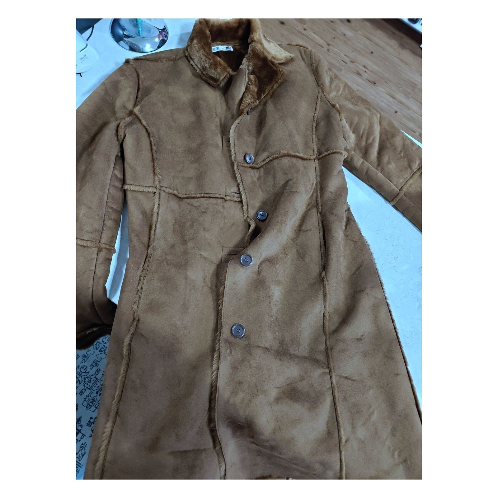 Brown NEW PENNY Faux Suede/Fur Coat