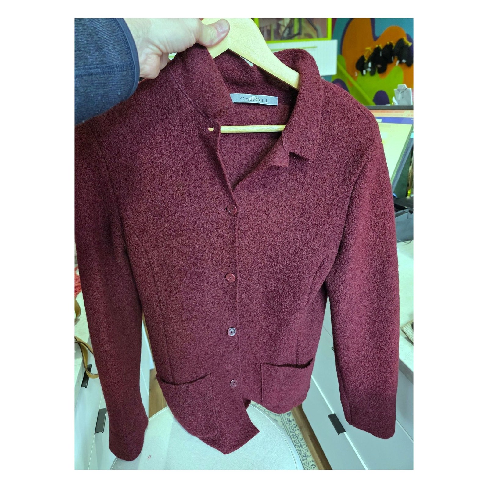 CAROLL BOILED WOOL BUTTON JACKET