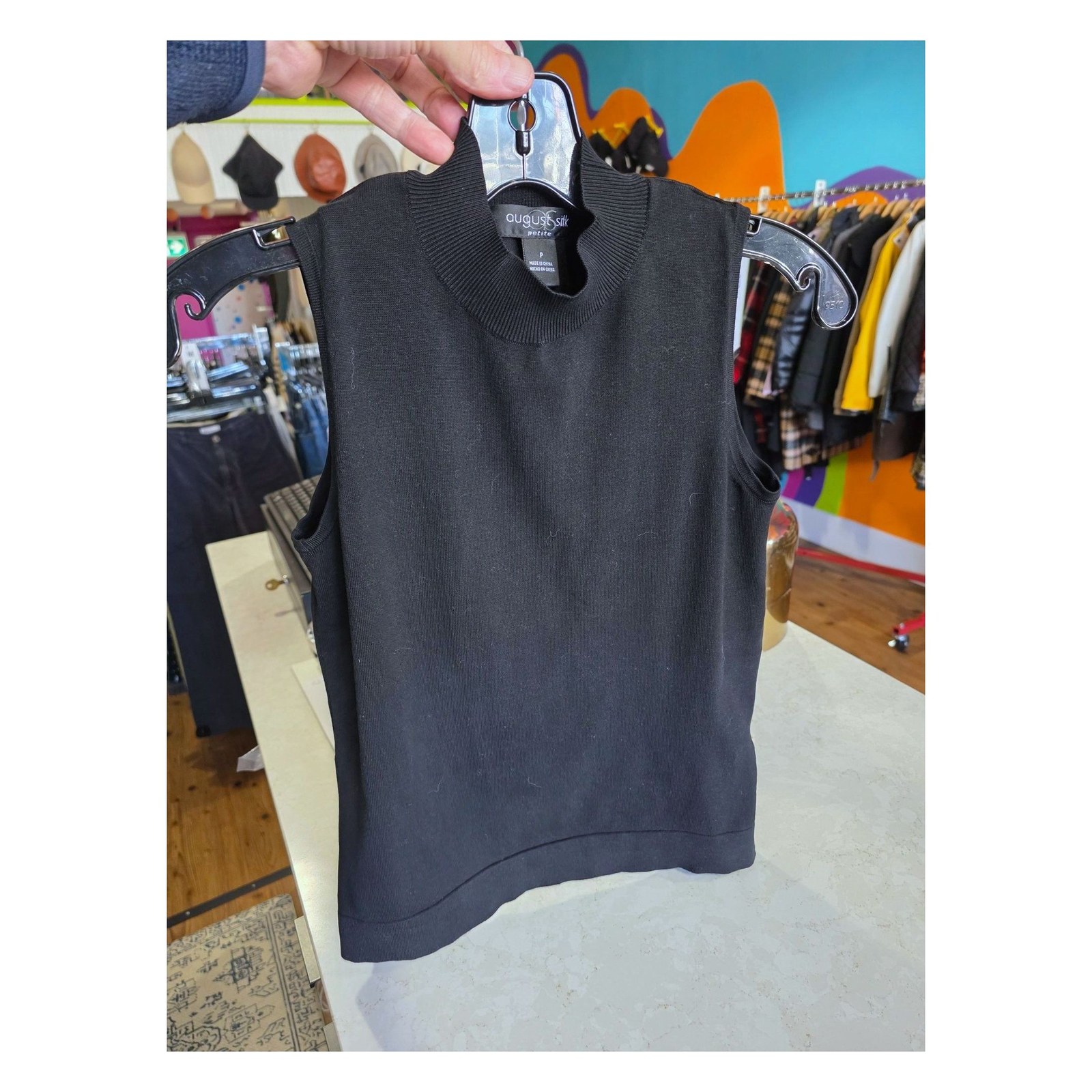 AUGUST SILK MOCK NECK KNIT TANK