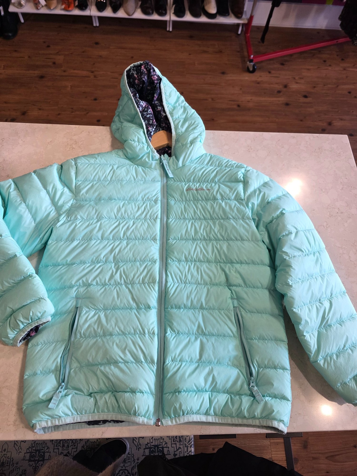 EDDIE BAUER HOODED 75% DOWN PUFFER JACKET