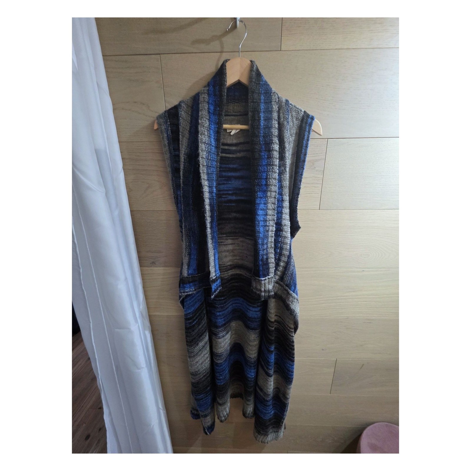 MOTH STRIPED KNIT LONG VEST