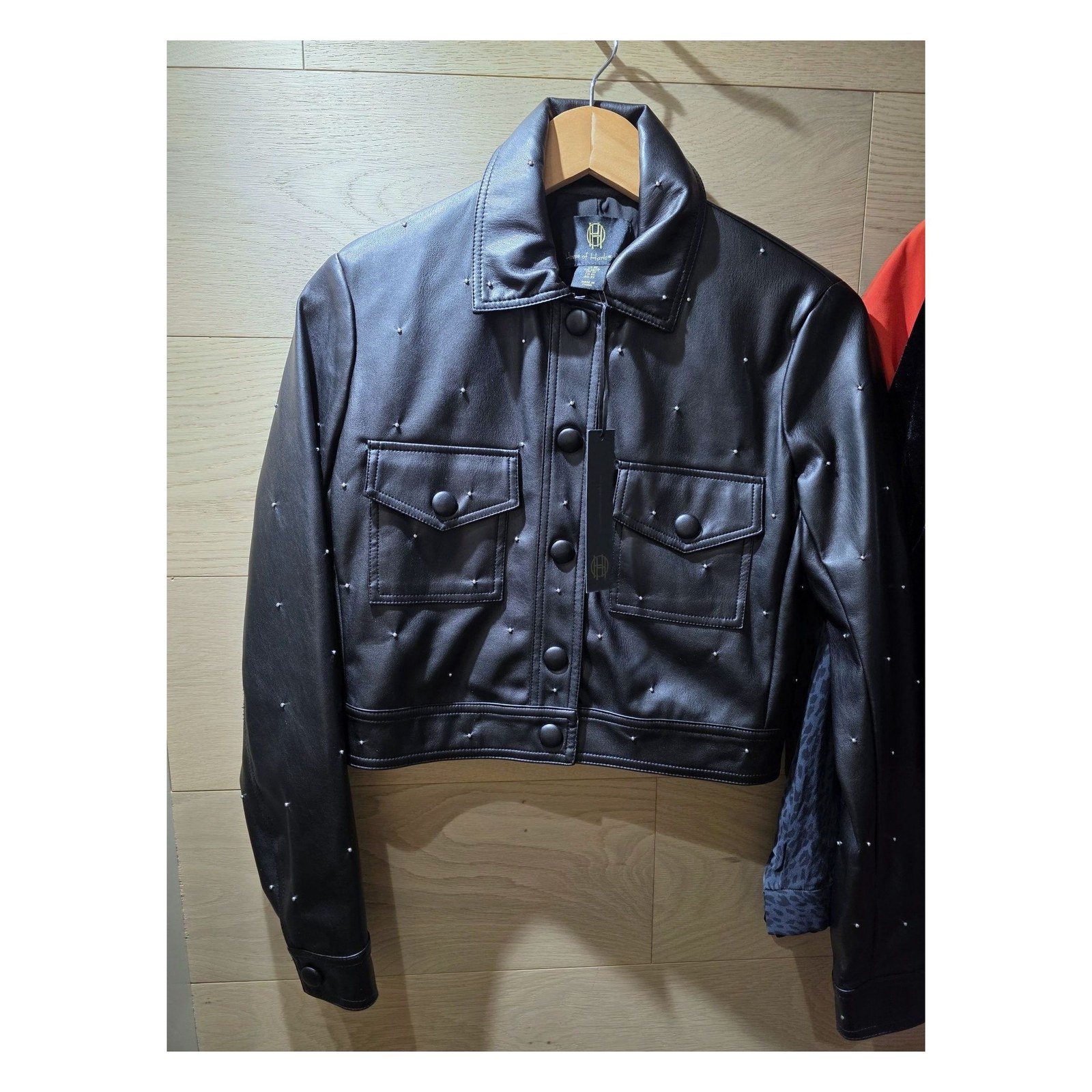 HOUSE OF HARLOW 1960 STUDDED FAUX LEATHER JACKET