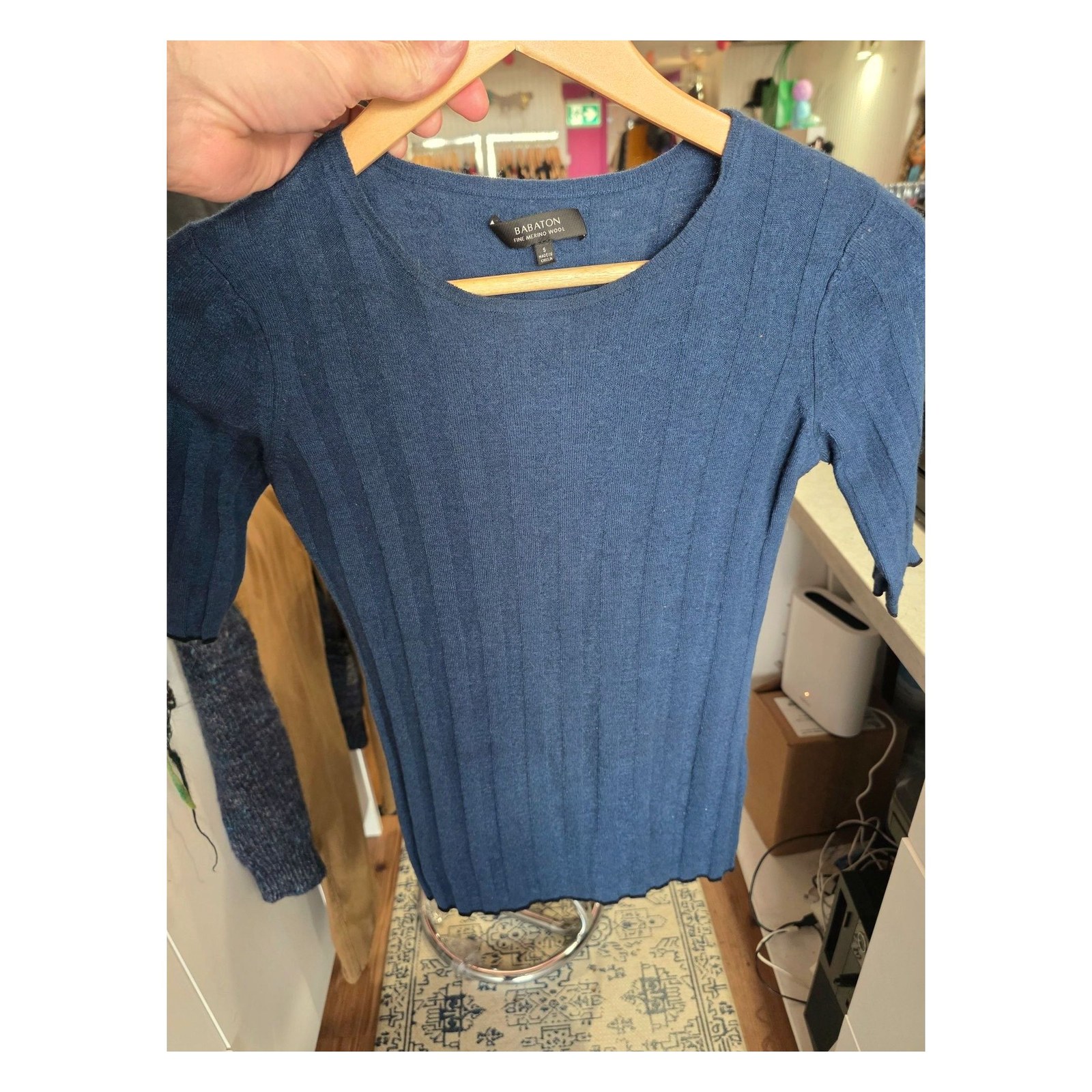 BABATON MERINO WOOL RIBBED KNIT TOP