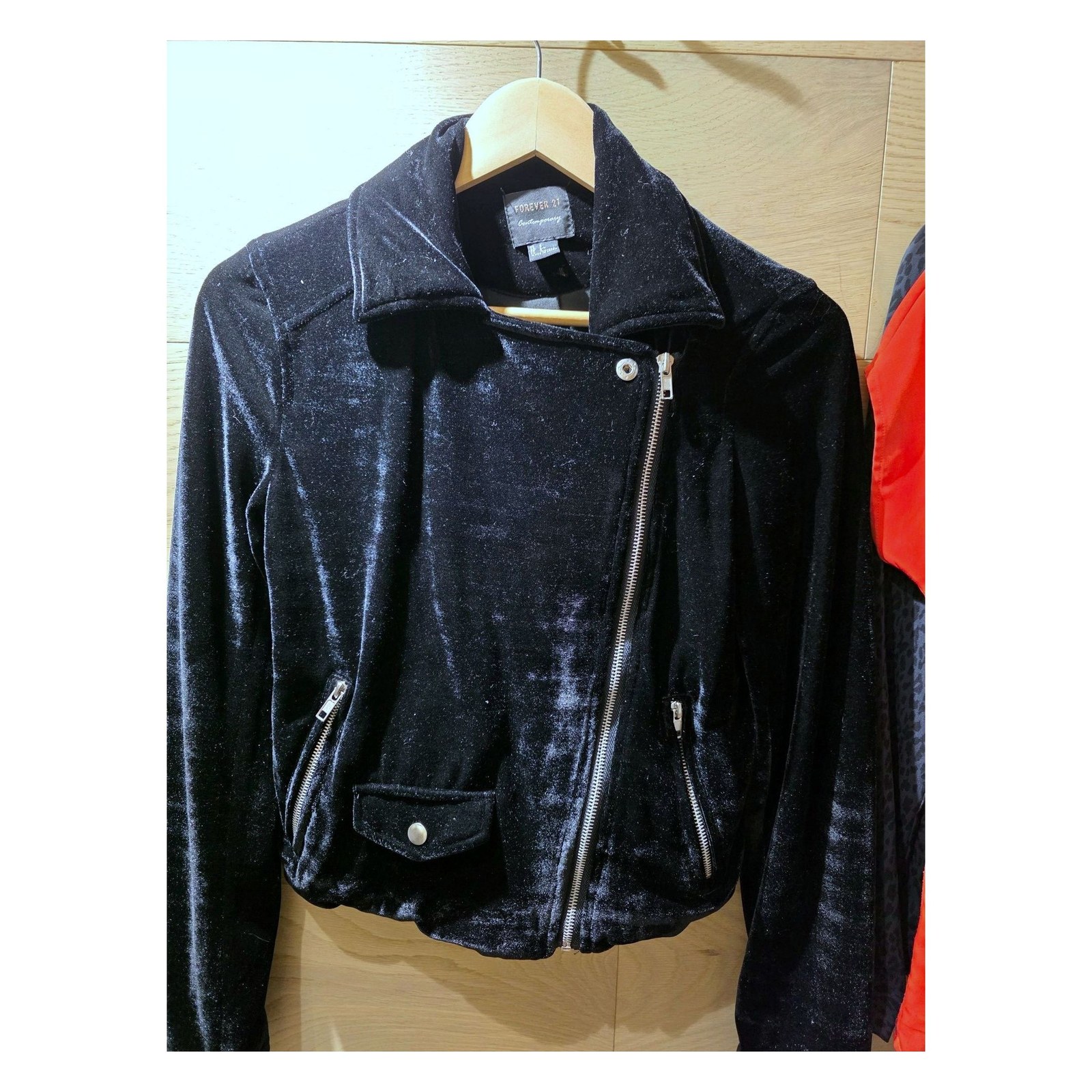 FOREVER 21 VELVET MOTO JACKET