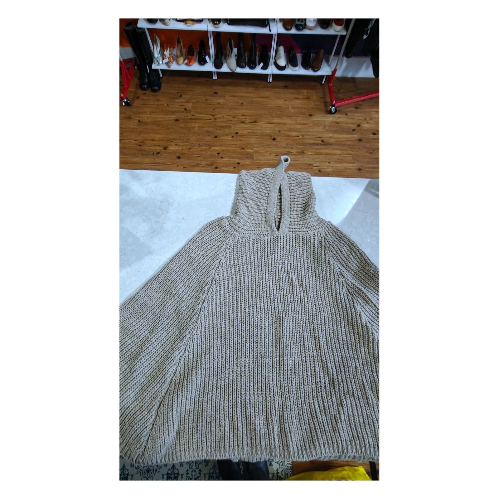Beige Z.Y.C Knitted Poncho