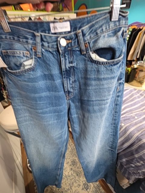 ZARA JEANS FADED THIGH BLUE