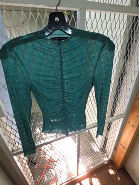 Urban Revivo sheer top shimmery, green