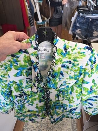 WHITE/GREEN JOSEPH RIBKOFF TOP
