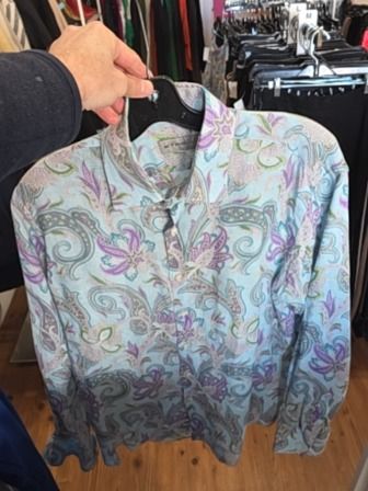 LIGHT BLUE PAISLEY ETRO 100% LINEN SHIRT