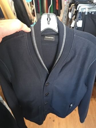 BLACK ZEGNA ZIPPERED COTTON CARDIGAN