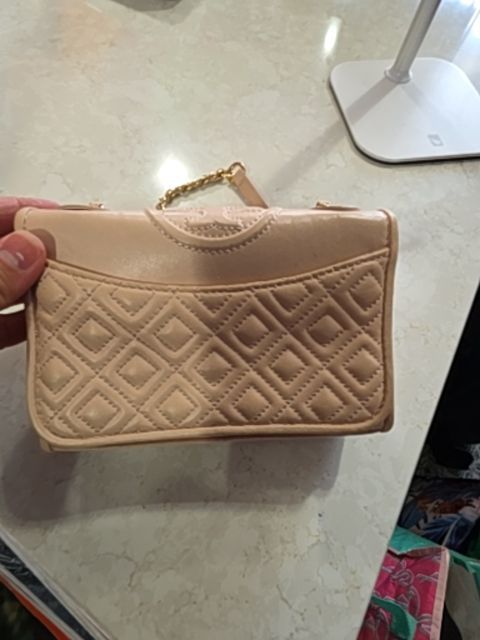 TORY BURCH QUILTED PURSE, NUDE