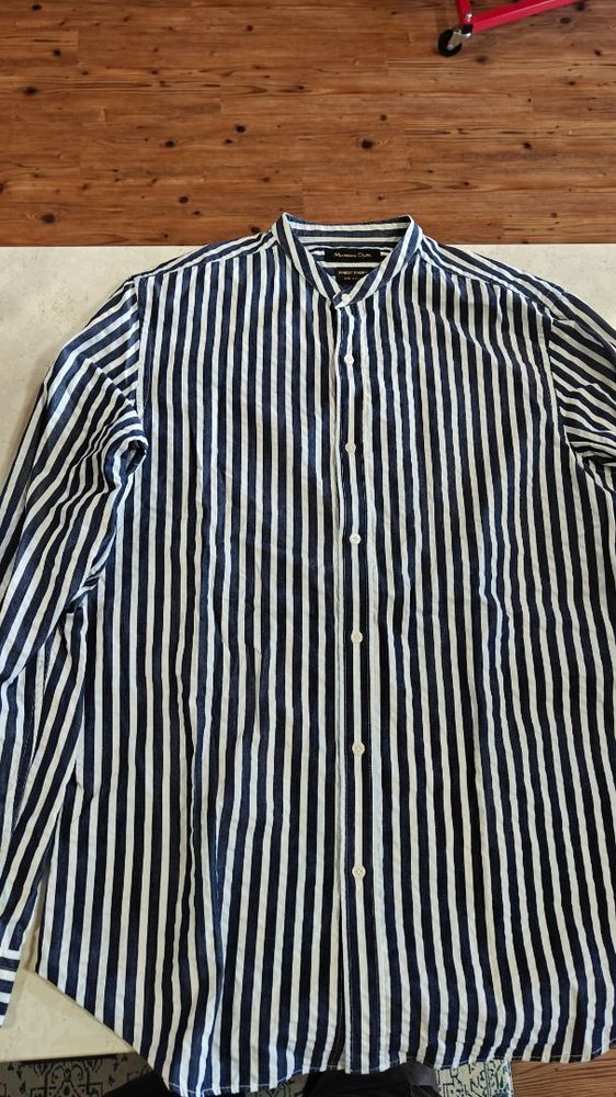 MEN'S BLUE & WHITE MASSIMO DUTTI Button Up