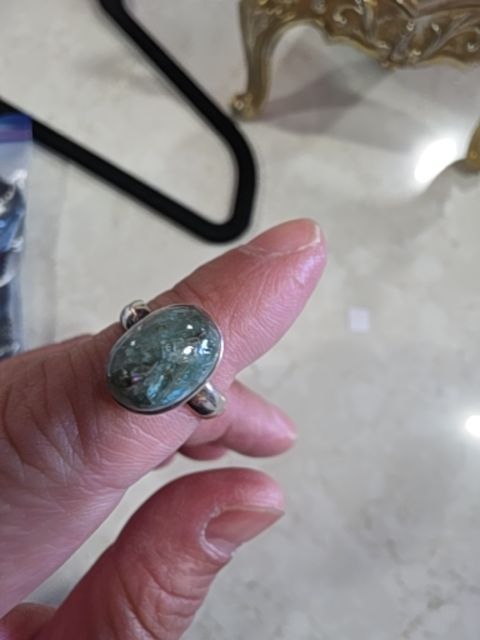 925 Ring oval jade stone