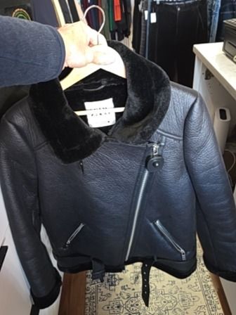 BLACK ZARA FAUX LEATH LINED BIKED JACKET