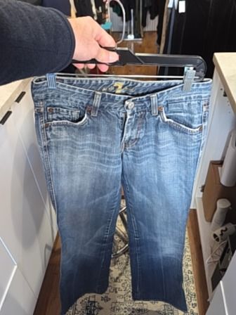 BLUE 7 FOR ALL MANKIND LOW RISE FLARED JEANS