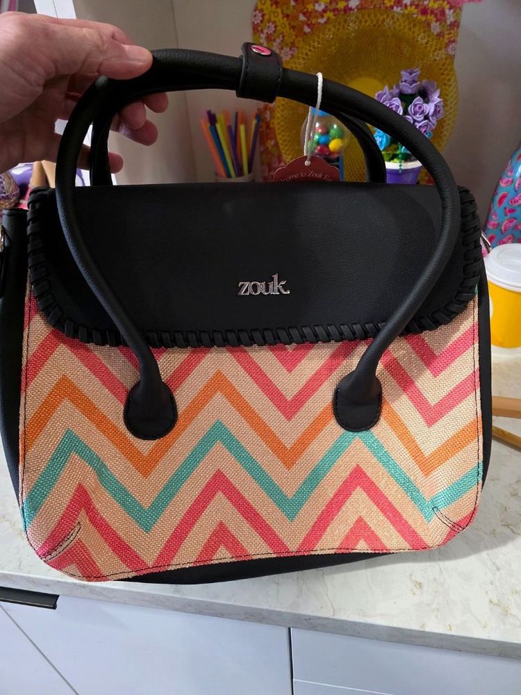 ZOUK CHEVRON FABRIC HANDBAG