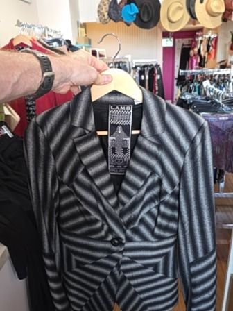 BLACK WHITE L.A.M.B WOOL BLAZER, 6