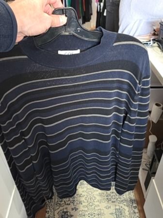BLUE/ BLACK STRIPED  COS MEN'S SWEATER