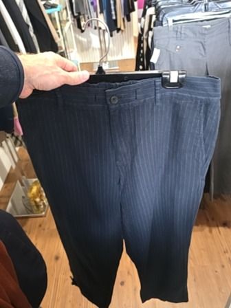 NAVY UNIQLO  PINSTRIPE COTTON PANTS