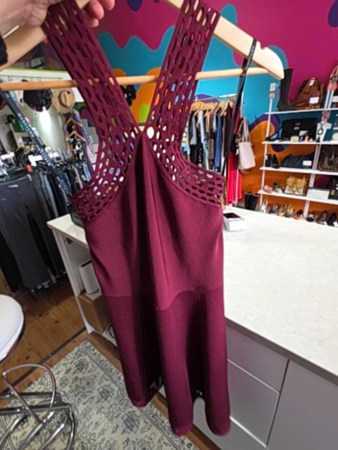 MARCIANO BURGUNDY SLEEVELESS DRESS