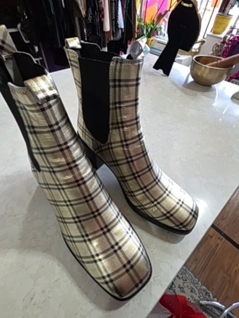 MOLLINI TARTAN GOLD BOOTS