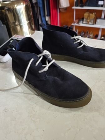 NAVY MANGO SUEDE LACE UP BOOTS