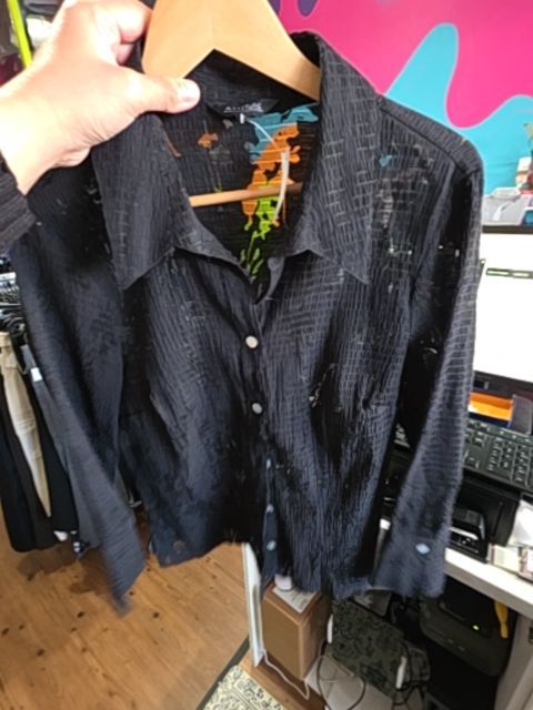 ATITUDE LONG SLEEVE MESH PATCHES SHIRT, BLACK