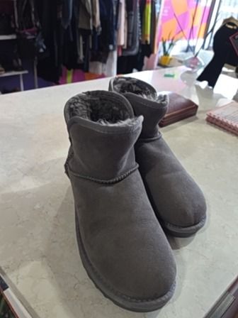 GREY BTQ LEATHER WITH SHEARLING WOOL LINING BOOTS
