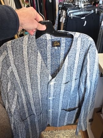 BLUE W PAISLEY 100% LINEN NEEDLES JAPANESE  TOP