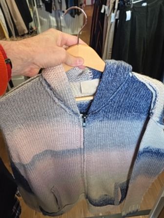 PINK BLUE CHASER KNIT ZIPPERED  HOODIE