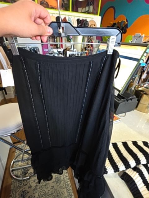 ZARA SKIRT BOTTOM RUFFLES BEADED, BLACK