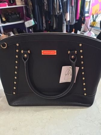 BLACK VINYL  ANNE KLEIN BAG