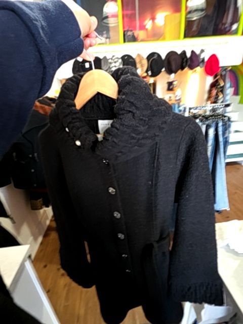 SANDRO WOOL LONG SLEEVE DRESS BLACK